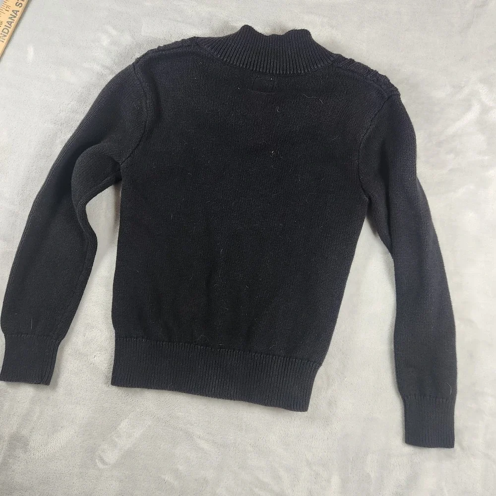 Gap Kids Cable Knit Henley Pullover Cotton Sweater Sz 8 Medium Black Cozy Preppy
